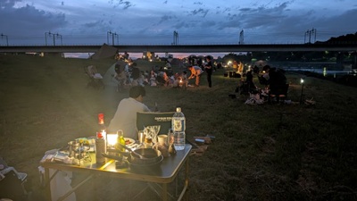 多摩川・丸子橋　焚火ナイト